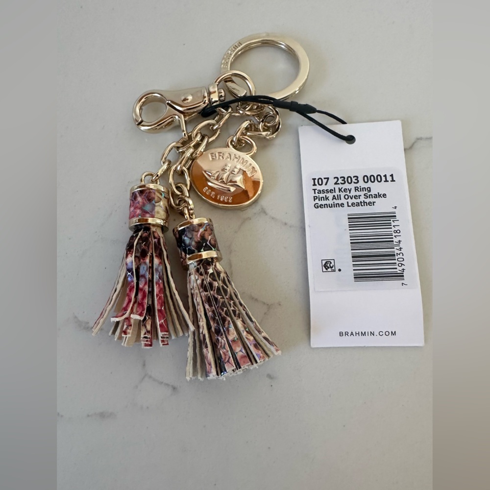 Brahmin Pink  all over snake Key tassel Melbourne genuine leather